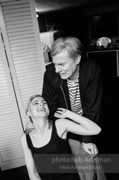Andy Warhol and Edie Sedgwick at an east-side dinner party. New York City, 1965.