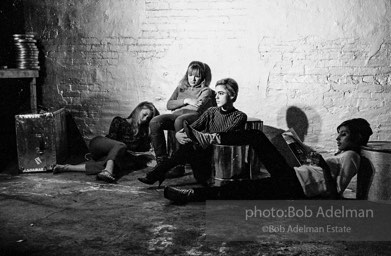 left to right: Sandy Kirkland, Bibbe Hanson, Edie Sedgwick and Pat Hartley during the filming of Prison. The Factory, 1965.