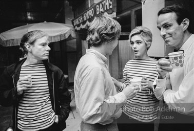 Andy Warhol, Chuck Wein, Edie Sedgwick and Fred Eberstadt. Pool party at Al Roon's gym. New York City, 1965.