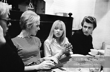 Andy Warhol, Edie Sedgwick, Bibi Hanson and Gerard Malanga at Max's Kansas City. New York City, 1965.