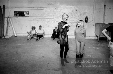 Edie Sedgwick and Bibbe Hanson at the Factory, 1965.