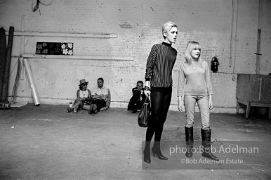 Edie Sedgwick and Bibbe Hanson at the Factory, 1965.