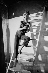 Edie Sedgwick on the steps leading
to Billy Name’s sleeping quarters
at the Factory. 1965.