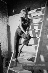 Edie Sedgwick on the steps leading
to Billy Name’s sleeping quarters
at the Factory. 1965.