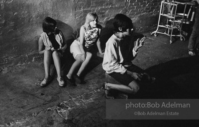 On the set during the filming of Prison (aka Girls in Prison) at the Factory, 1965.