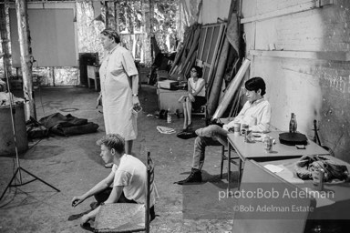 On the set during the filming of Prison. The Factory, 1965.