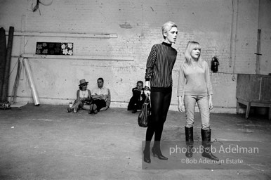 Edie Sedgwick and Bibbe Hanson at the Factory during the filming of Warhol's 