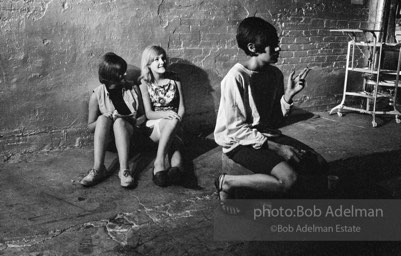 On the set during the filming of Prison (aka Girls in Prison) at the Factory, 1965.