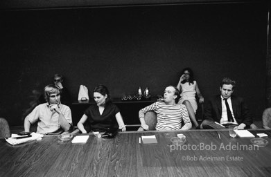 Business meeting and screening for the film Beauty#2. New York City, 1965.