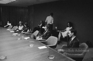 Business meeting and screening for the film Beauty#2. New York City, 1965.