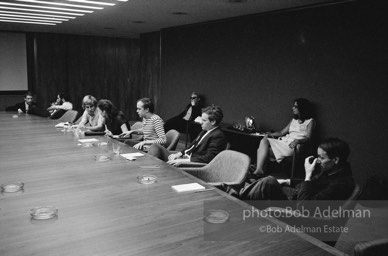 Business meeting and screening for the film Beauty#2. New York City, 1965.