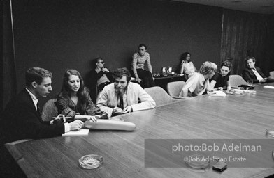 Business meeting and screening for the film Beauty#2. New York City, 1965.