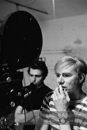 Andy Warhol behind the camera during the filming of 