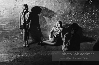 On the set during the filming of Prison (aka Girls in Prison) at the Factory, 1965.