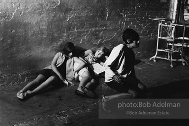 On the set during the filming of Prison (aka Girls in Prison) at the Factory, 1965.