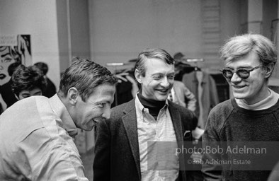 Robert Rauschenberg, Roy Lichtenstein, Andy Warhol enjoy a laugh at a party at Rauschenberg's
studio/apartment. NYC 1965.