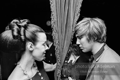 Isabel Nash Eberstatd and Chuck Wein at a society party. New York City, 1965.