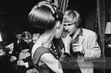 Isabel Nash Eberstatd and Chuck Wein at a society party. New York City, 1965.