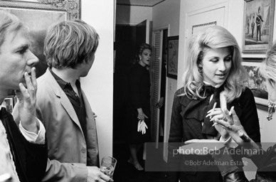 Andy Warhol, Chuck Wein, Baby Jane Holzer and Edie Sedgwick at a society party. New York City, 1965.