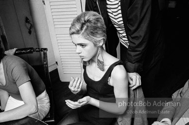 Andy Warhol and Edie Sedgwick at an east-side dinner party. New York City, 1965.