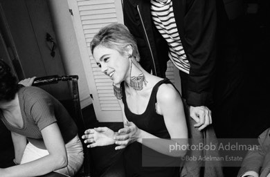 Andy Warhol and Edie Sedgwick at an east-side dinner party. New York City, 1965.