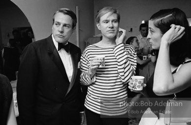 Kevin McCarthy, Andy Warhol and Marisol at a party at Al Roon's gym. New York City, 1965.