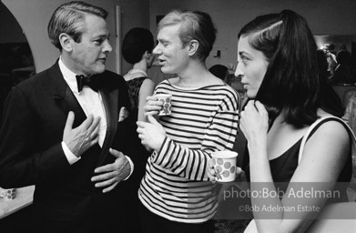 Kevin McCarthy, Andy Warhol and Marisol at a party at Al Roon's gym. New York City, 1965.