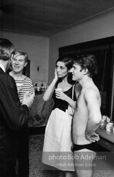 Andt Warhol, Marisol and Gerard Melanga at a pool party at Al Roon's gym. New York City, 1965.
