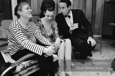 Andy Warhol with Isabel and Fred Eberstadt. Pool party at Al Roon's gym. New York City, 1965.