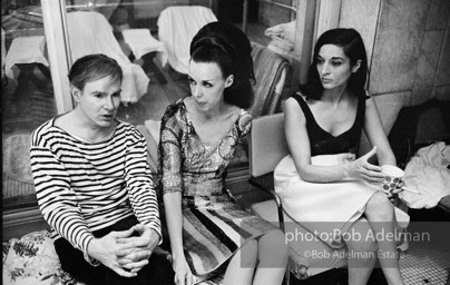 Andy Warhol, Isabel Nash Eberstadt and Marisol ata party at Al Roon's gym. New York City, 1965.