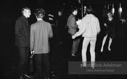 Andy Warhol and his entourage at the end of a long night of partying, NYC, 1965