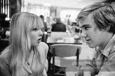 Bibbe Hanson and Chuck Wein at a mid-town restaurant. New York City, 1965.