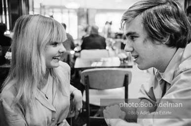 Bibbe Hanson and Chuck Wein at a mid-town restaurant. New York City, 1965.