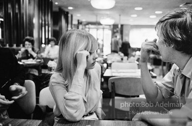 Bibbe Hanson and Chuck Wein at a mid-town restaurant. New York City, 1965.