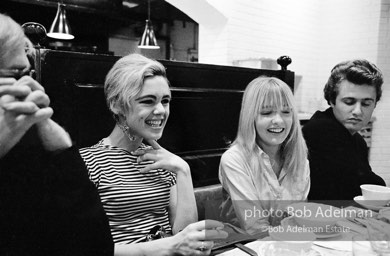 Andy Warhol, Edie Sedgwick, Bibi Hanson and Gerard Malanga at Max's Kansas City. New York City, 1965.