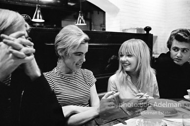 Andy Warhol, Edie Sedgwick, Bibi Hanson and Gerard Malanga at Max's Kansas City. New York City, 1965.