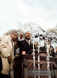 MLK speakings at the end of the historic Selma to Montgomery march. Montgomery Alabama, 1965