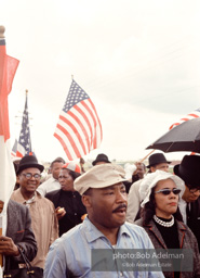 Martin Luther King leads the Selma to Montgomery march as it approaches it's finale in Montgomery, Alabama. 1965