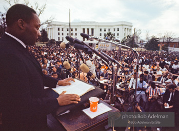 King speaks to the crowd, Montgomery, Alabama.1965